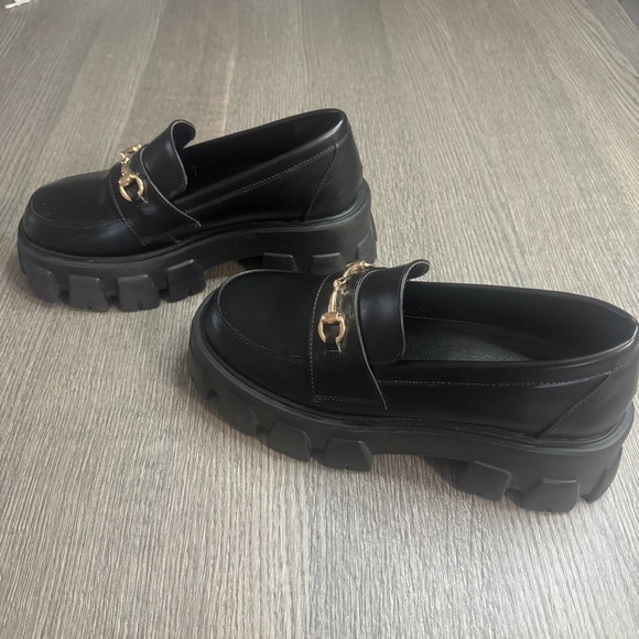 Princess Polly Chunky Platform Penny Lane Loafers Size 9 Slip On Black - Picture 8 of 10